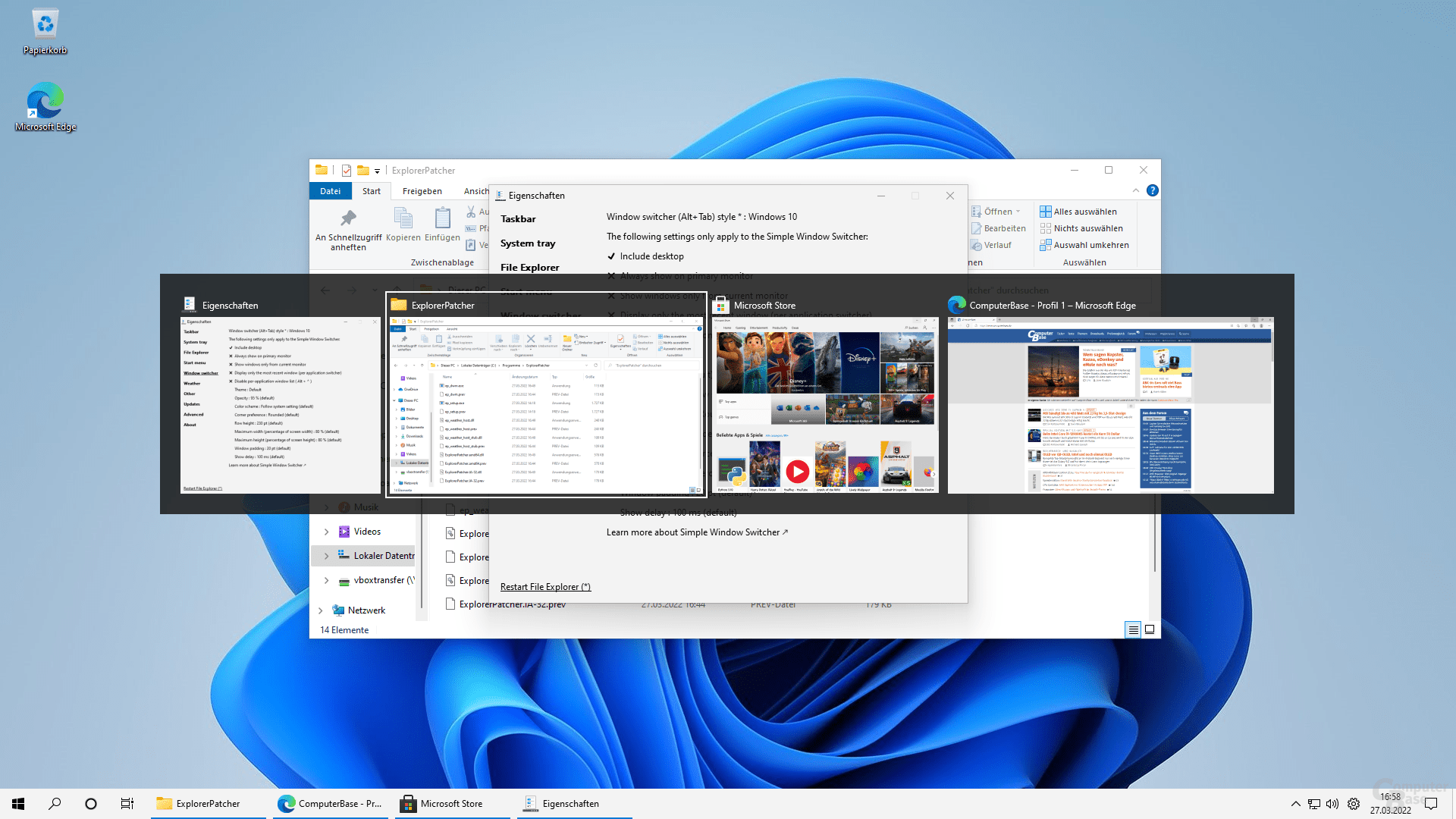 ExplorerPatcher – Taskwechsel im Stil von Windows 10