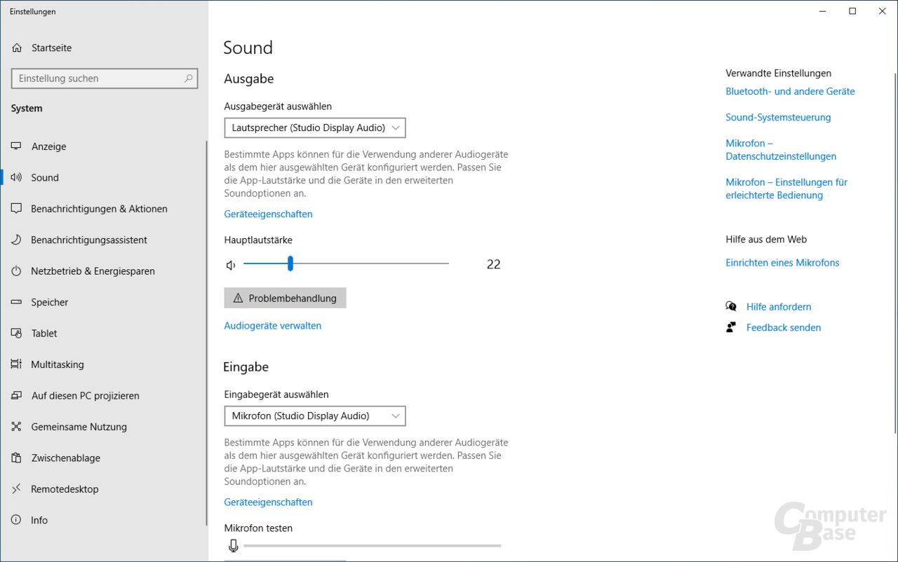 Stereo-Lautsprecher für das Studio Display in Windows
