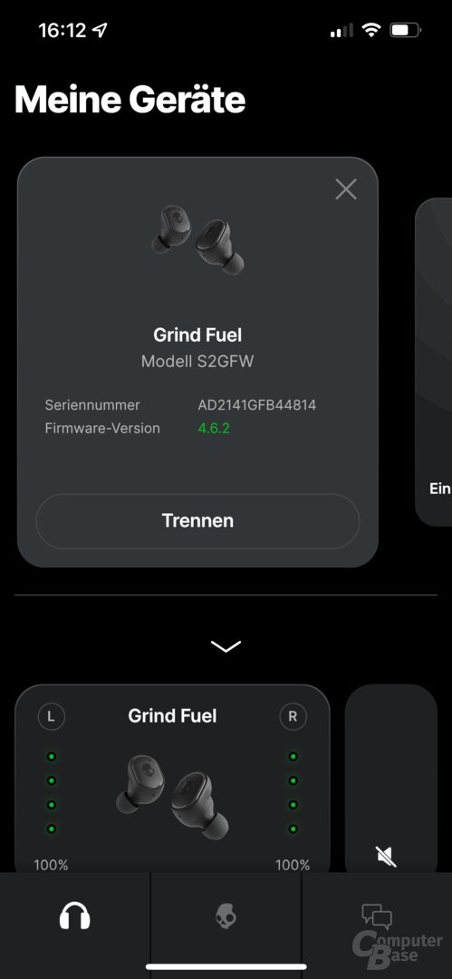 Skullcandy-App mit Grind Fuel