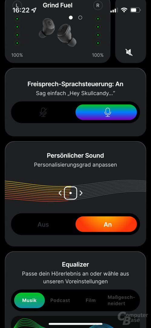 Skullcandy-App mit Grind Fuel: Hörtest für individuelles Klangprofil
