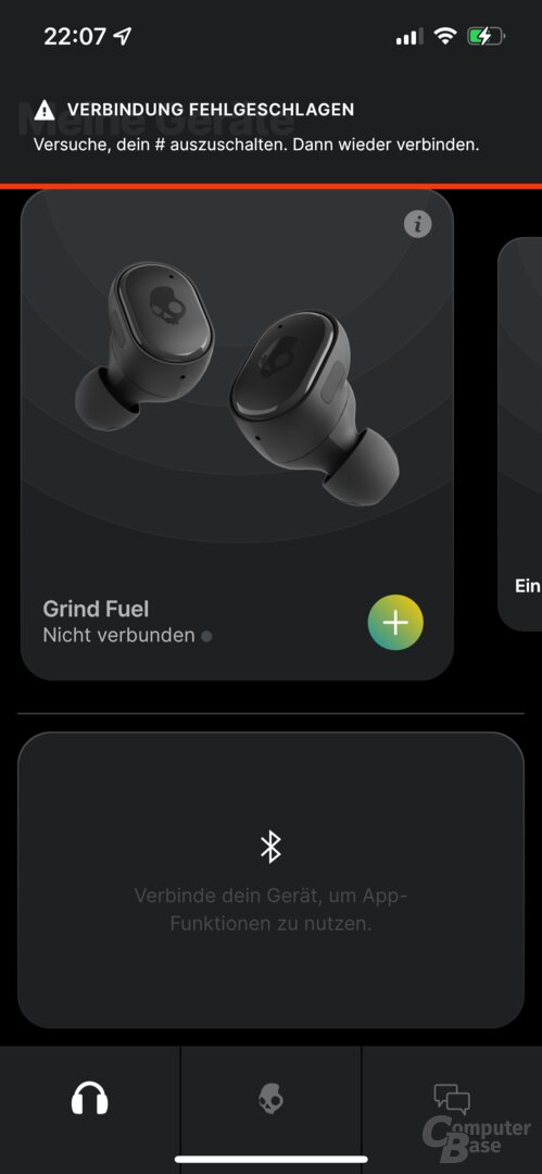 Ein häufiger Anblick: Die Verbindung zwischen Grind Fuel und App wurde verloren