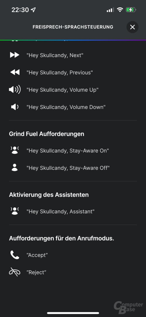 Skullcandy-App mit Grind Fuel: Die Sprachbefehle für „Hey Skullcandy“