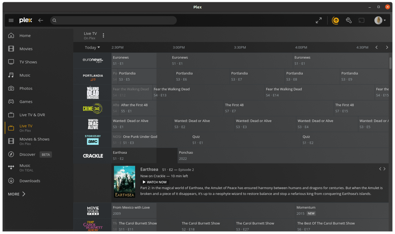 Plex Desktop Client für Linux (Bild: Plex)
