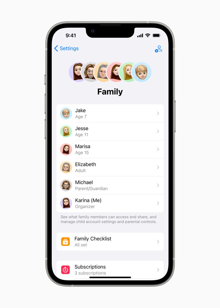 Family Sharing in iOS 16
