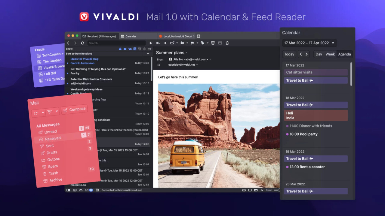 Vivaldi Mail 1.0 erschienen: E-Mail-Client, Kalender und RSS-Reader in finaler Version