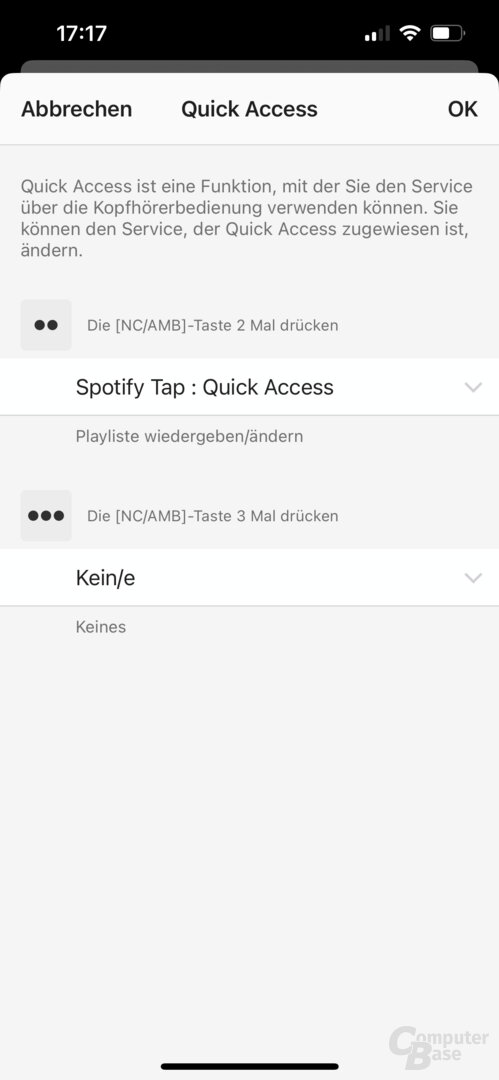 WH-1000XM5: Quick Access mit Spotify Tap