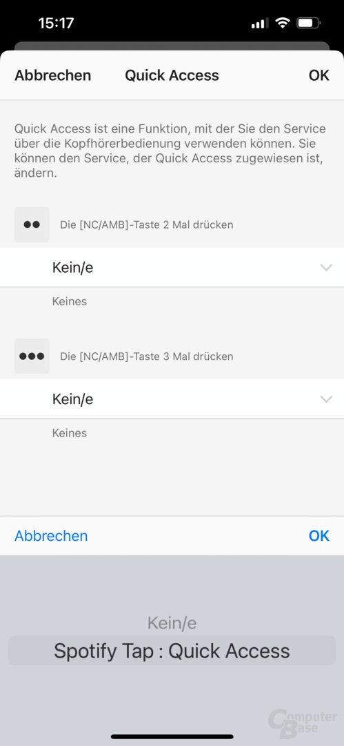 WH-1000XM5: Quick Access mit Spotify Tap