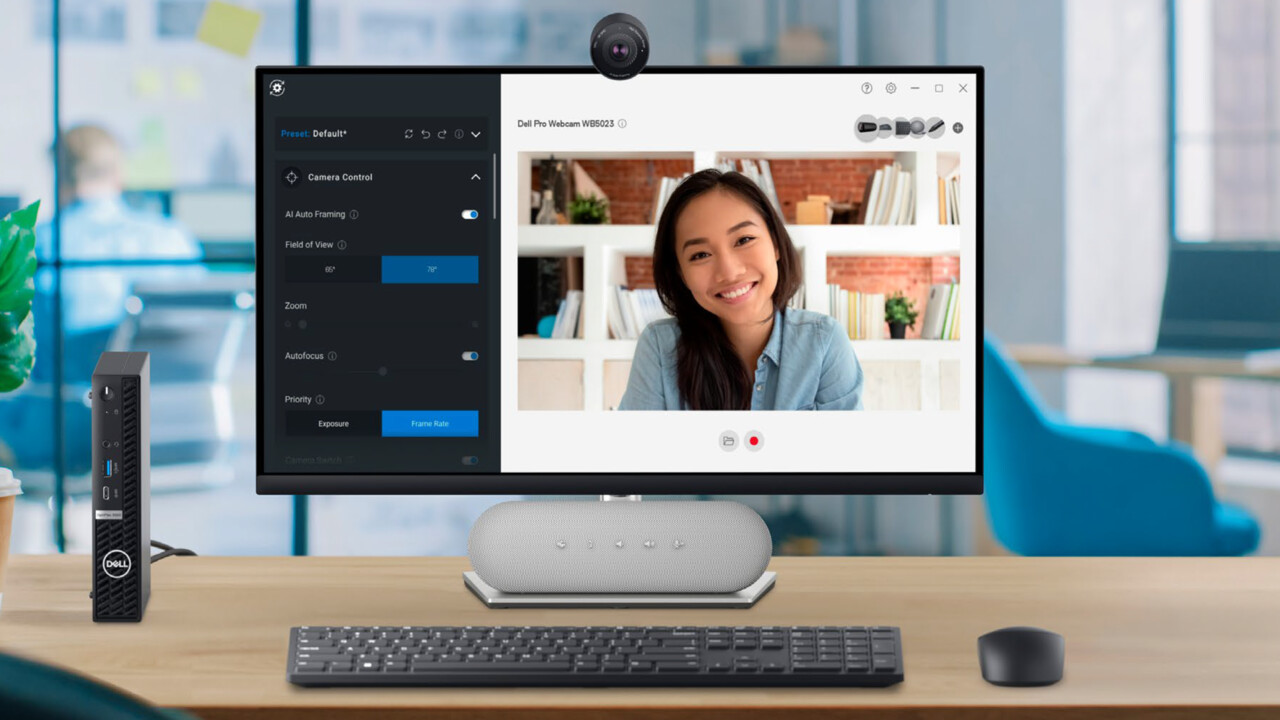 Dell Pro Webcam: Schlichte Meeting-Kamera behält Nutzer in der Mitte