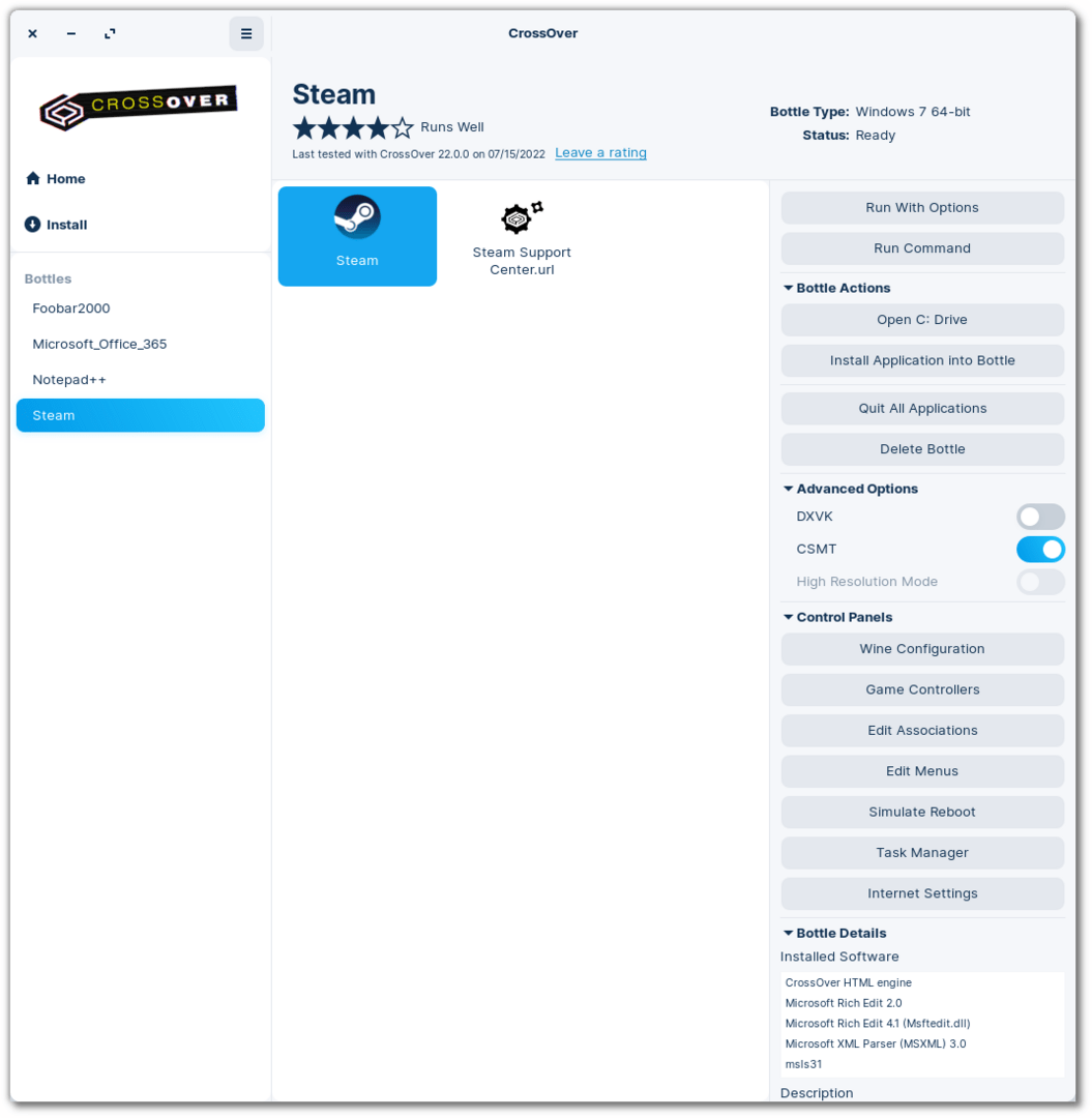CrossOver 22 für Linux, macOS und Chrome OS