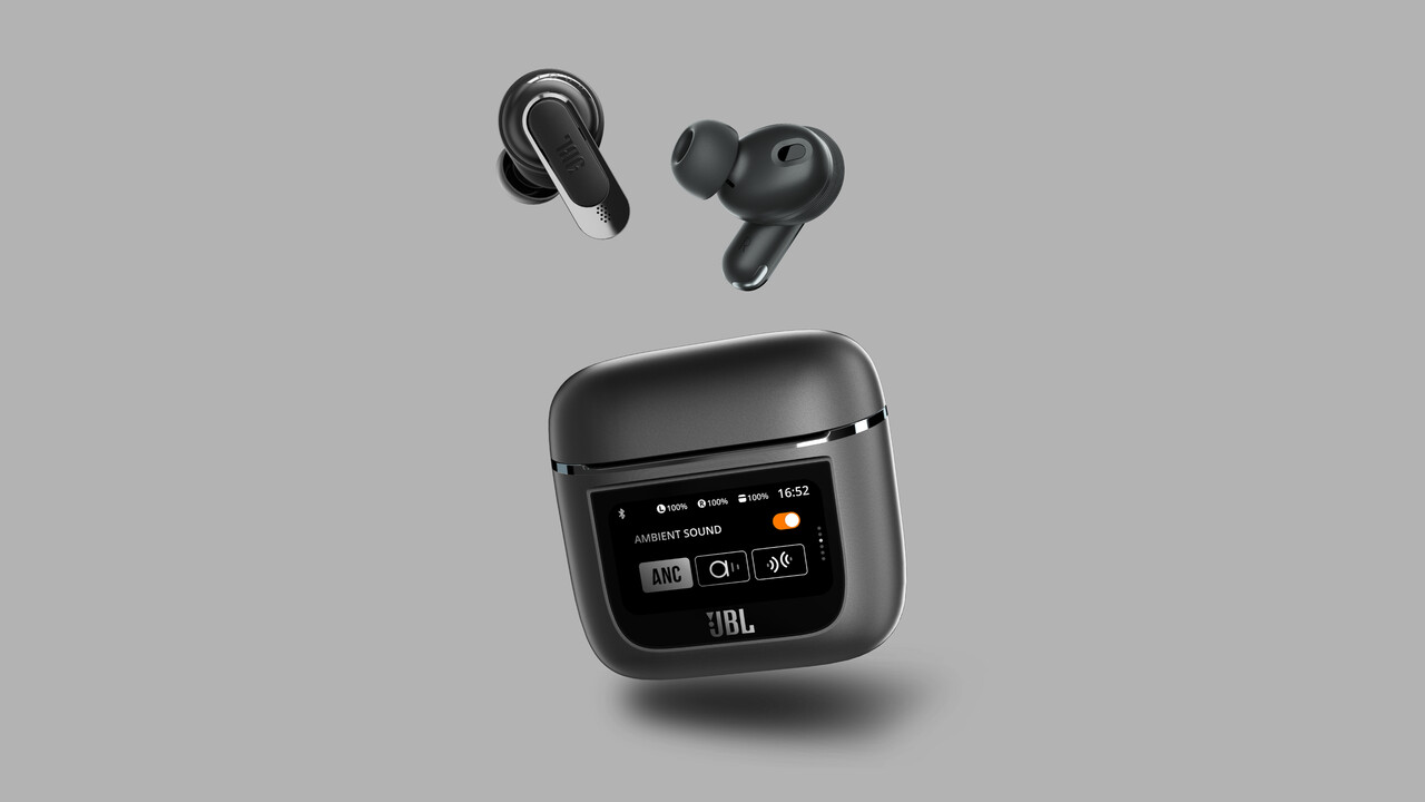 JBL Tour Pro 2: Touchscreen am Ladecase zur Bedienung der In-Ears