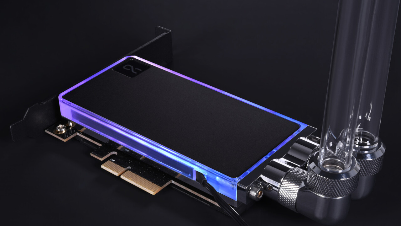 Alphacool: Wasserkühlerkarte mit RGB schluckt M.2-SSDs mit PCIe 4.0