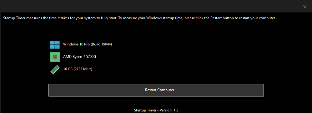Startup Timer v1.2 (Bild: Macecraft Software)