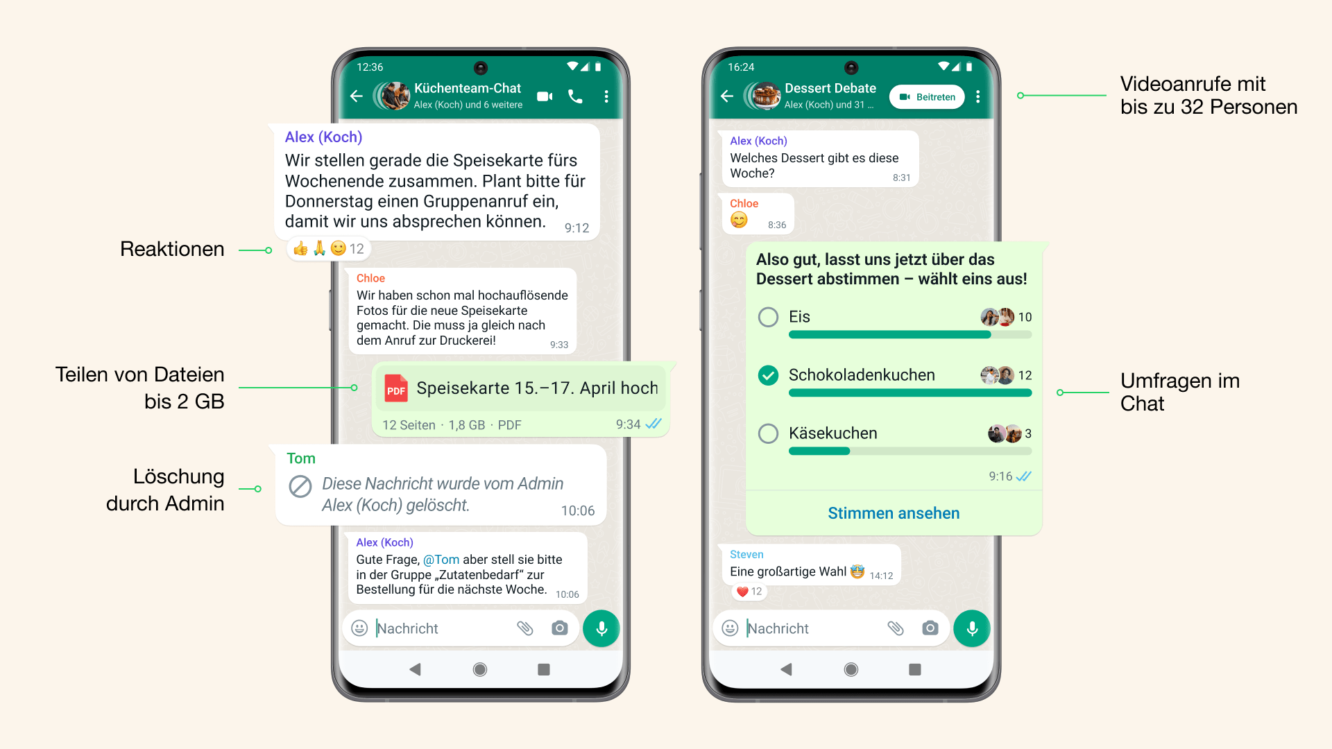 Das Community-Feature von WhatsApp ermöglicht Videoanrufe für bis zu 32 Personen