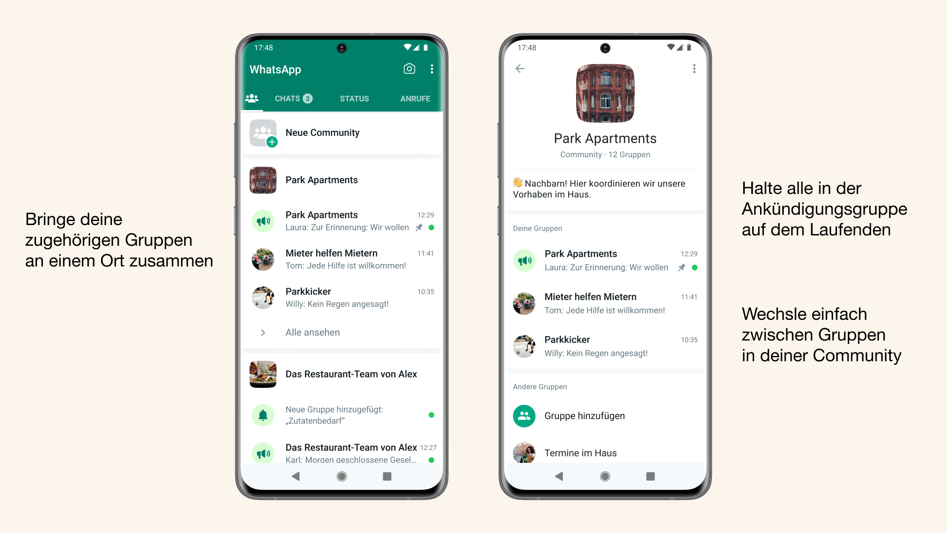 Das Community-Feature von WhatsApp ermöglicht Videoanrufe für bis zu 32 Personen