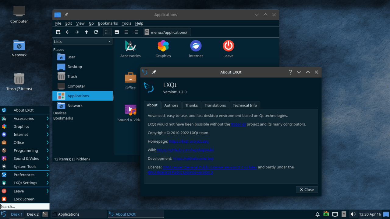 LXQt 1.2.0 (Bild: LXQt)