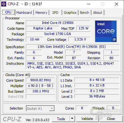 Intel Core i9-13900KS @ 9 GHz