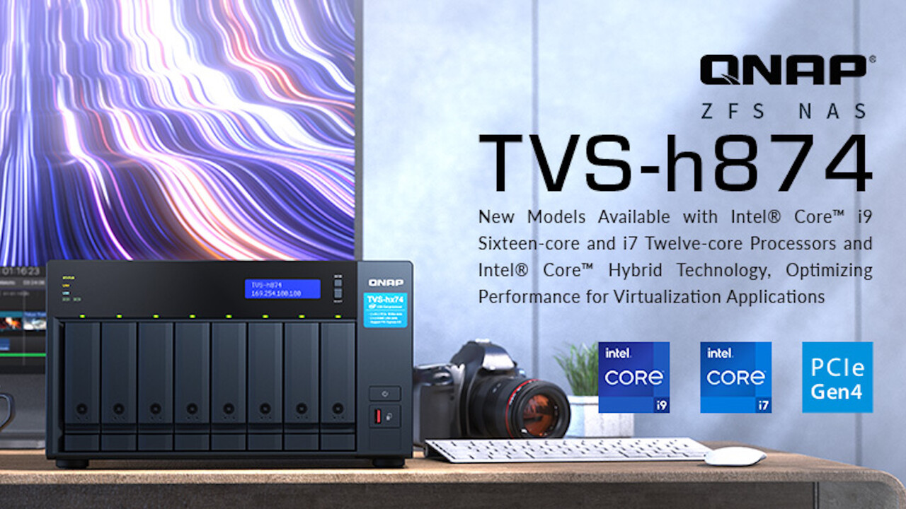 QNAP TVS-h874: NAS mit Intel Core i9-12900 mit 16 Kernen und 2× 10 GbE