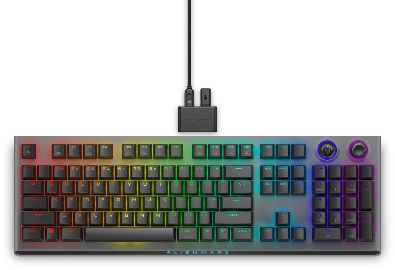 TriMode Gaming Keyboard Alienwares kabellose Tastatur hat Wipptaster