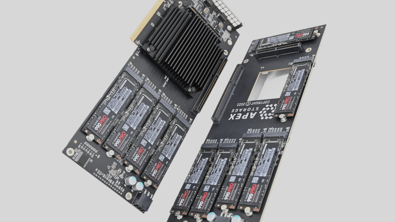 Apex Storage X21: Adapterkarte vereint 21 M.2-SSDs zu 168 TB und 100 GB/s