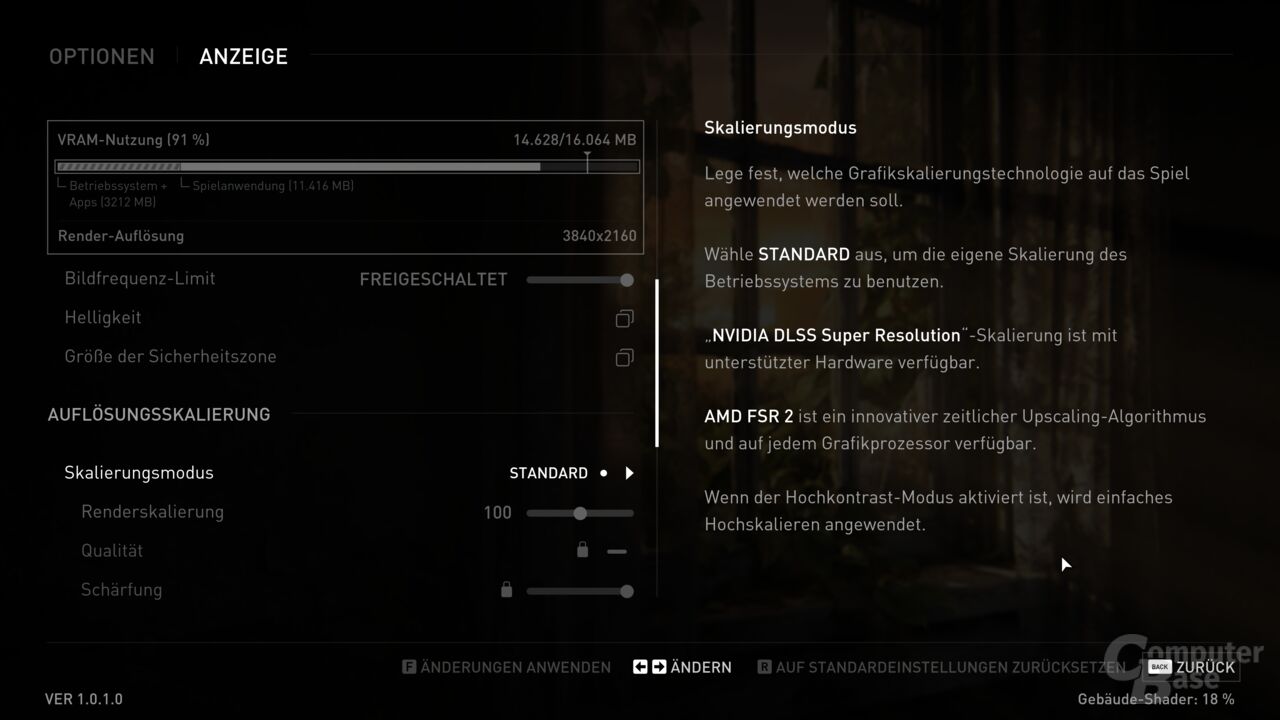 Das Grafikmenü von TLoU Part I