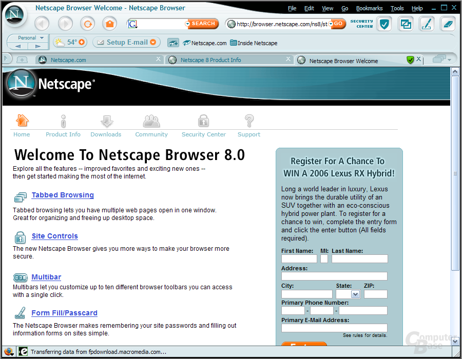 Netscape 8.0 Startseite