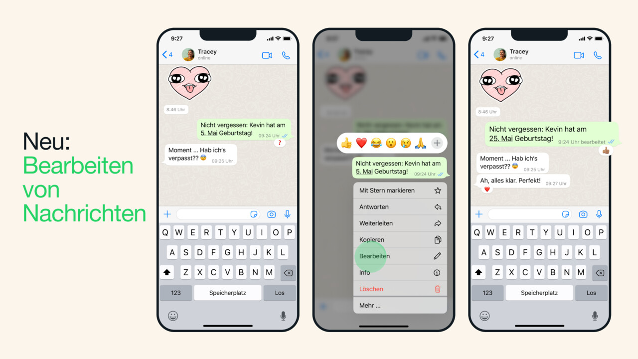 WhatsApp: Nachrichten können nach­träg­lich bearbeitet werden