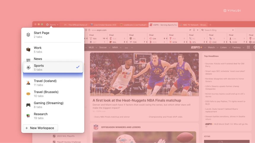 Vivaldi Workspaces