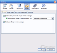 Thunderbird 1.1 Alpha 1 Einstellungen - Privacy 1