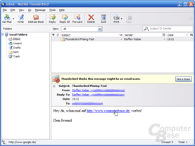 Thunderbird 1.1 Alpha 1 - Phishing-Warnung HTML-Links 1