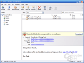 Thunderbird 1.1 Alpha 1 - Phishing-Warnung IP-Adressen 1