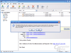 Thunderbird 1.1 Alpha 1 - Phishing-Warnung IP-Adressen 2
