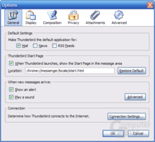 Thunderbird 1.1 Alpha 1 Einstellungen - General