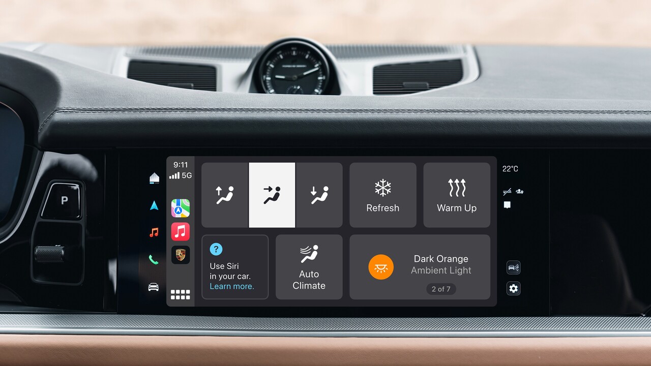 Smartphone-Integration: Porsche bietet Fahrzeugfunktionen in Apple CarPlay an