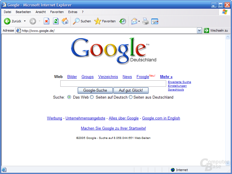 Internet Explorer 6.0 ohne MSN Toolbar
