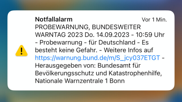 Bundesweiter Warntag 2023: Um 11 Uhr wird heute über Cell Broadcast, NINA & Co gewarnt