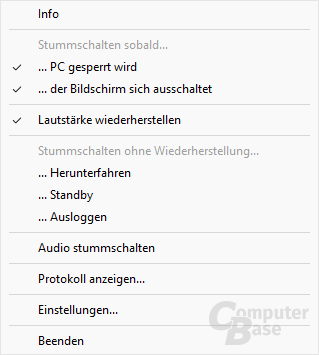 WinMute – Steuerung über Tray-Icon