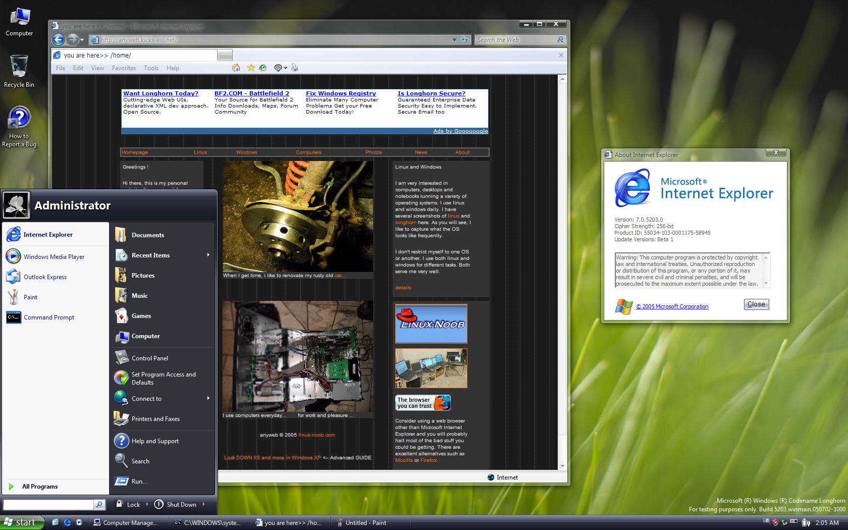 Longhorn Internet Explorer 7 & Startmenü