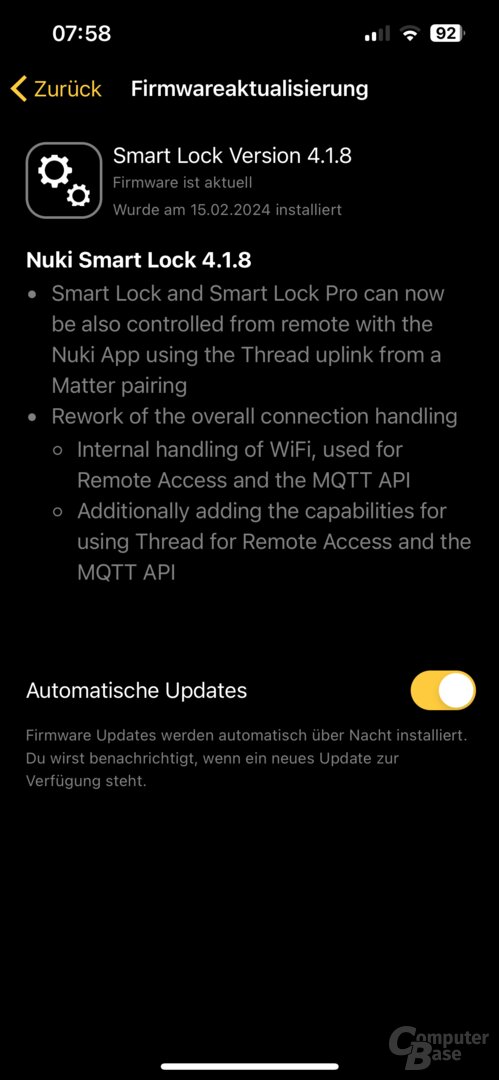 Nuki Smart Lock 4: Fernzugriff über Thread