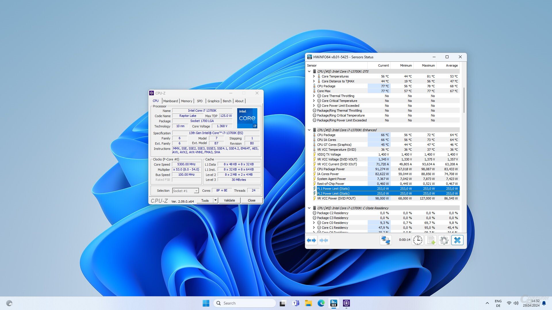 Die Platine von Asus bedenkt auch Raptor Lake „ES“ mit dem bekannten 253-Watt-Limit
