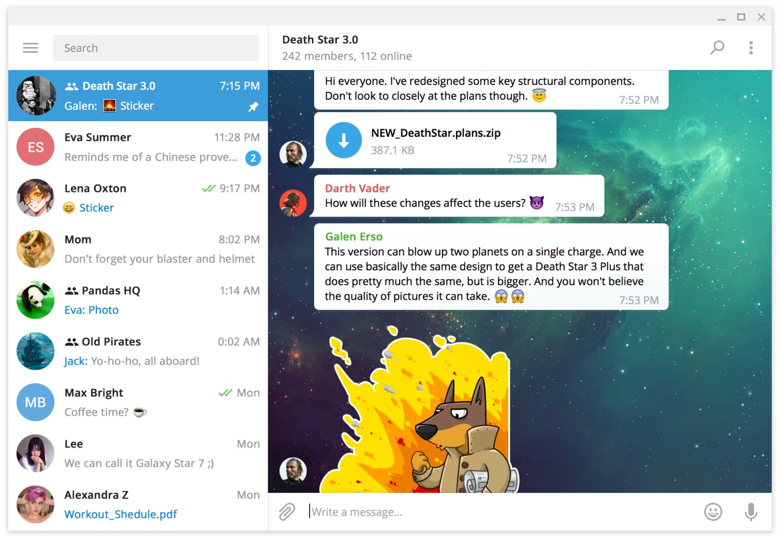 Telegram Desktop – macOS Oberfläche