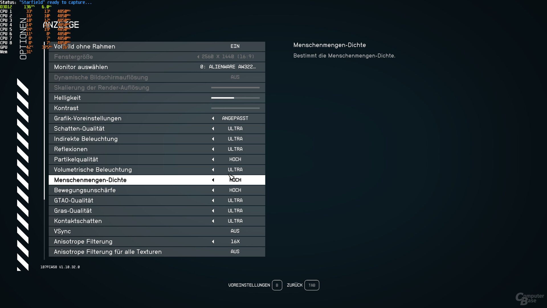 Starfield Einstellungen 2
