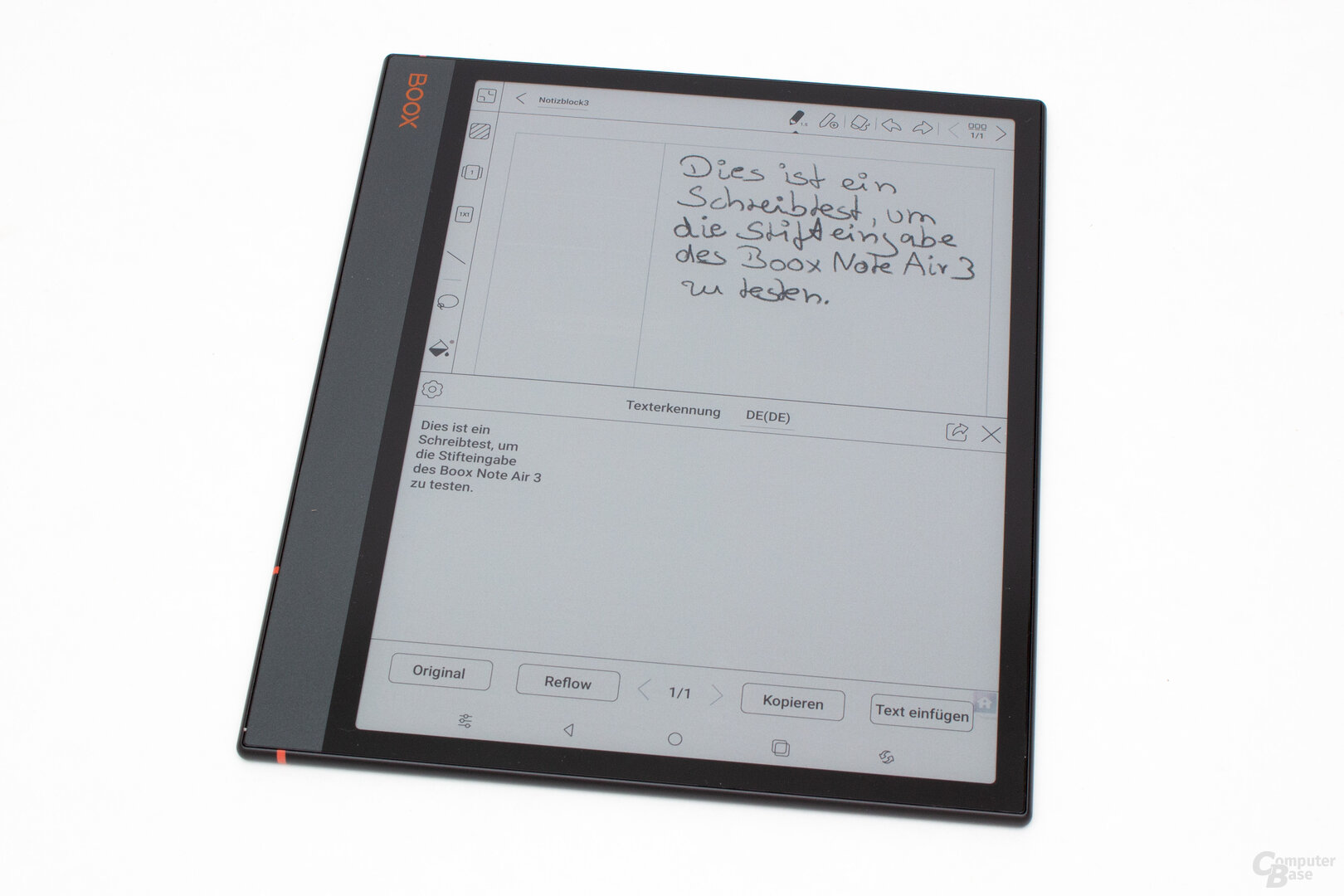 Die Texterkennung des Note Air 3 C liefert gute Ergebnisse