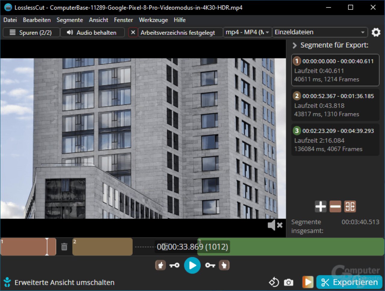 LosslessCut – Oberfläche