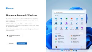 Vollbild-Pop-up: Werbung für Windows 11 stört sogar auf inkompatiblen PCs