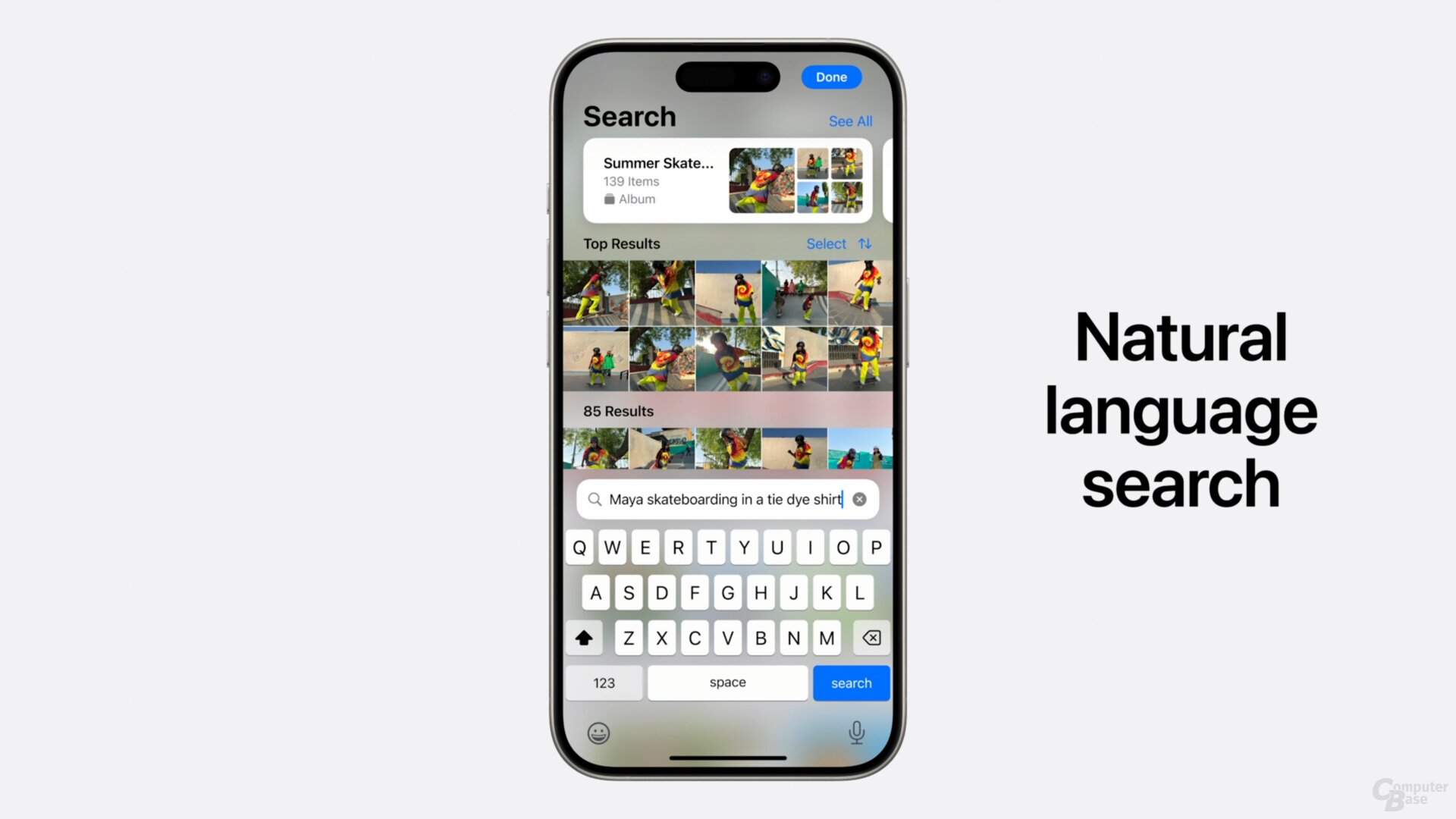 Fotos und Videos mit natürlicher Sprache durchsuchen