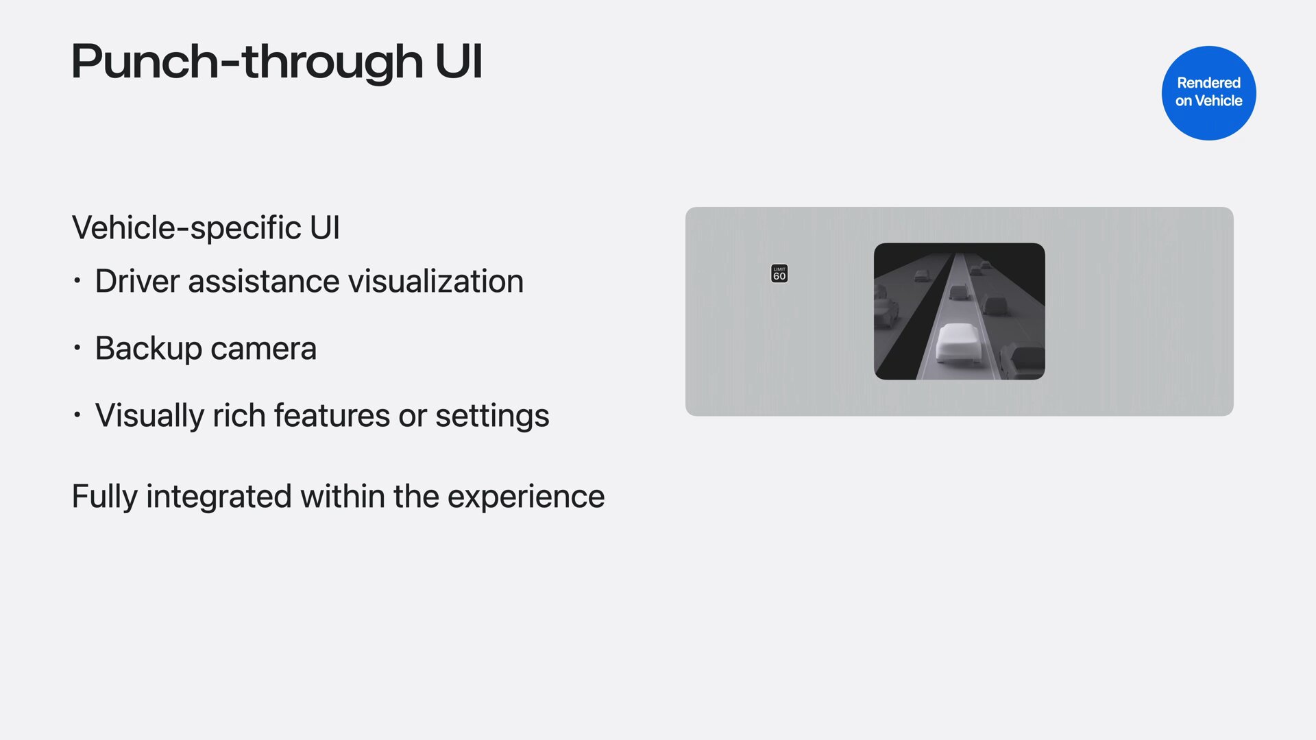 Punch-through UI wird vom Auto gerendert