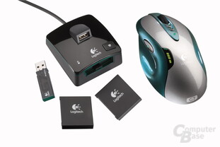 Empfänger und Akkus der Logitech G7 Laser Cordless Mouse