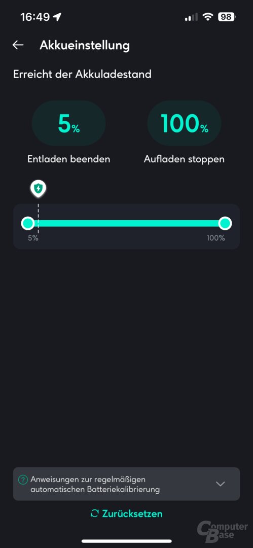 Lade- und Entladegrenzen des Hyper 2000 in der Zendure-App