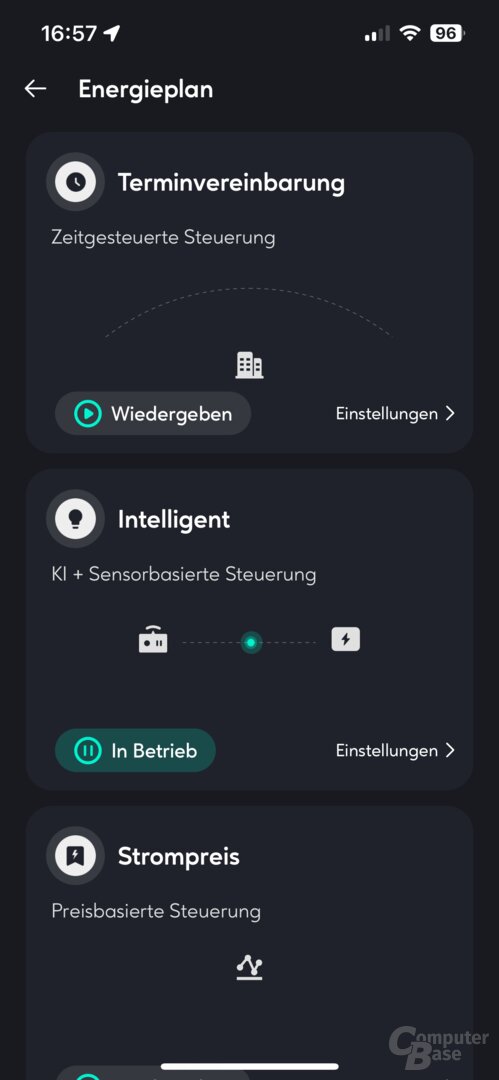 Energiepläne des Hyper 2000 in der Zendure-App