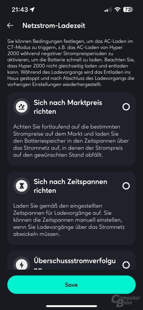 Steuerung des Hyper 2000 über dynamische Strompreise